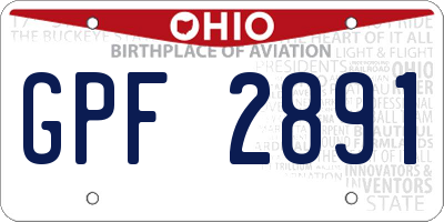 OH license plate GPF2891