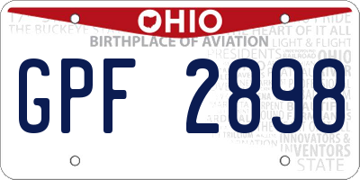 OH license plate GPF2898