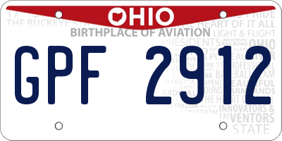 OH license plate GPF2912