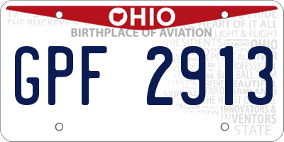 OH license plate GPF2913