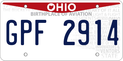 OH license plate GPF2914