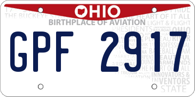 OH license plate GPF2917