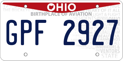 OH license plate GPF2927