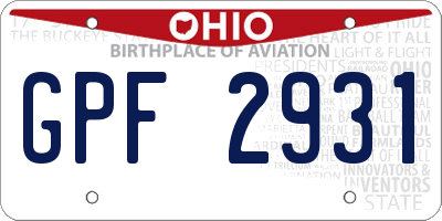 OH license plate GPF2931