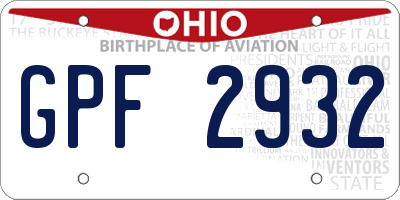 OH license plate GPF2932