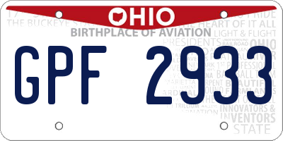 OH license plate GPF2933
