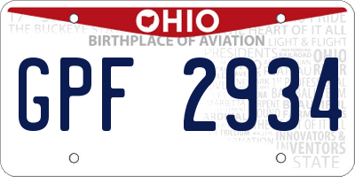 OH license plate GPF2934