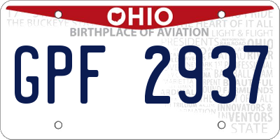 OH license plate GPF2937