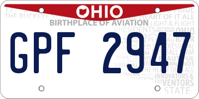 OH license plate GPF2947