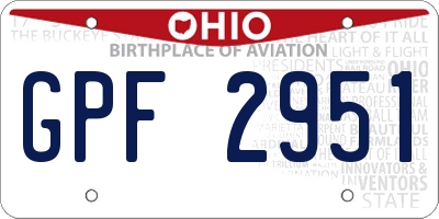 OH license plate GPF2951