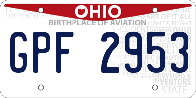 OH license plate GPF2953