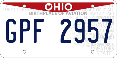 OH license plate GPF2957