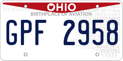 OH license plate GPF2958