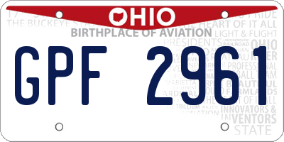 OH license plate GPF2961