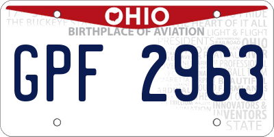 OH license plate GPF2963