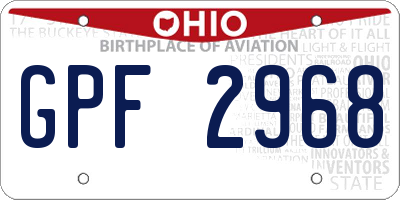 OH license plate GPF2968