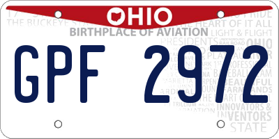 OH license plate GPF2972