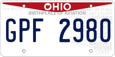 OH license plate GPF2980