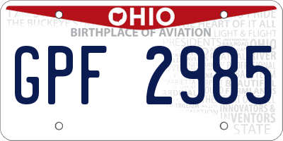 OH license plate GPF2985