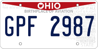 OH license plate GPF2987