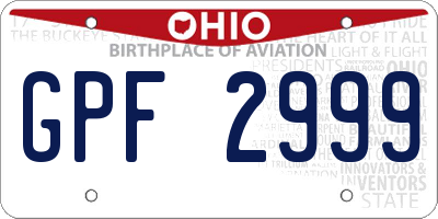 OH license plate GPF2999