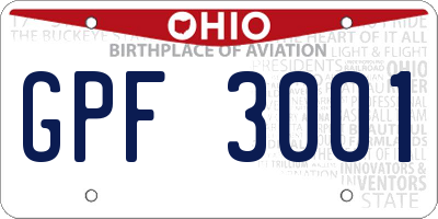 OH license plate GPF3001