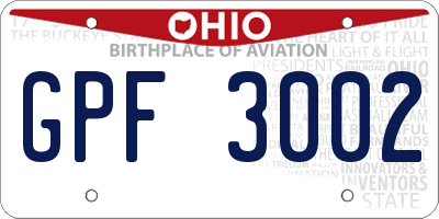 OH license plate GPF3002