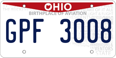 OH license plate GPF3008