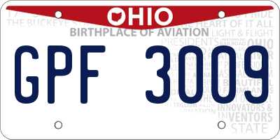 OH license plate GPF3009