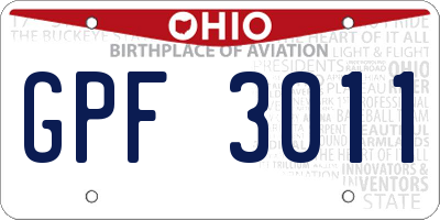 OH license plate GPF3011