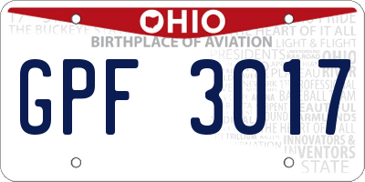 OH license plate GPF3017