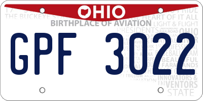 OH license plate GPF3022
