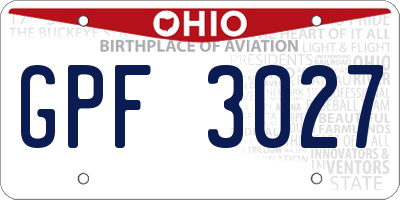OH license plate GPF3027