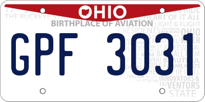 OH license plate GPF3031