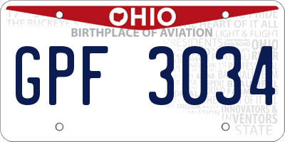 OH license plate GPF3034
