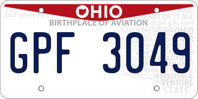OH license plate GPF3049