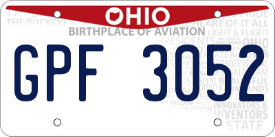 OH license plate GPF3052