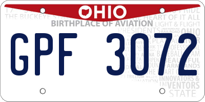 OH license plate GPF3072