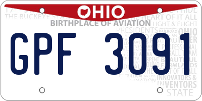 OH license plate GPF3091