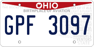 OH license plate GPF3097
