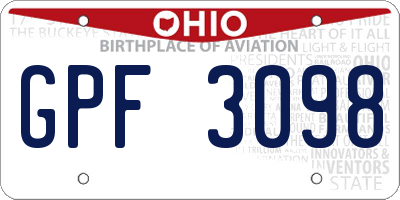 OH license plate GPF3098