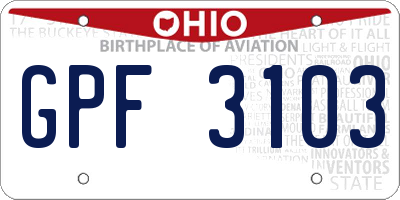 OH license plate GPF3103