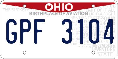 OH license plate GPF3104
