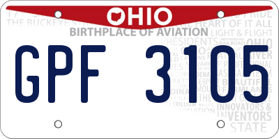 OH license plate GPF3105