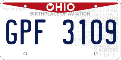 OH license plate GPF3109