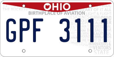 OH license plate GPF3111