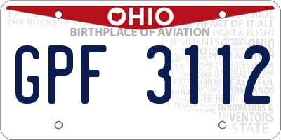 OH license plate GPF3112