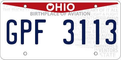 OH license plate GPF3113