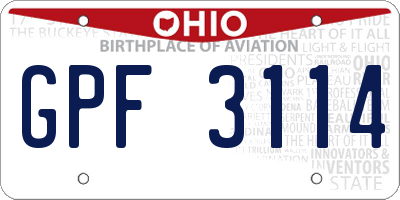 OH license plate GPF3114