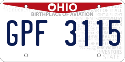 OH license plate GPF3115